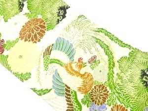 アンティーク　松菊に鳳凰模様織出し丸帯（材料）